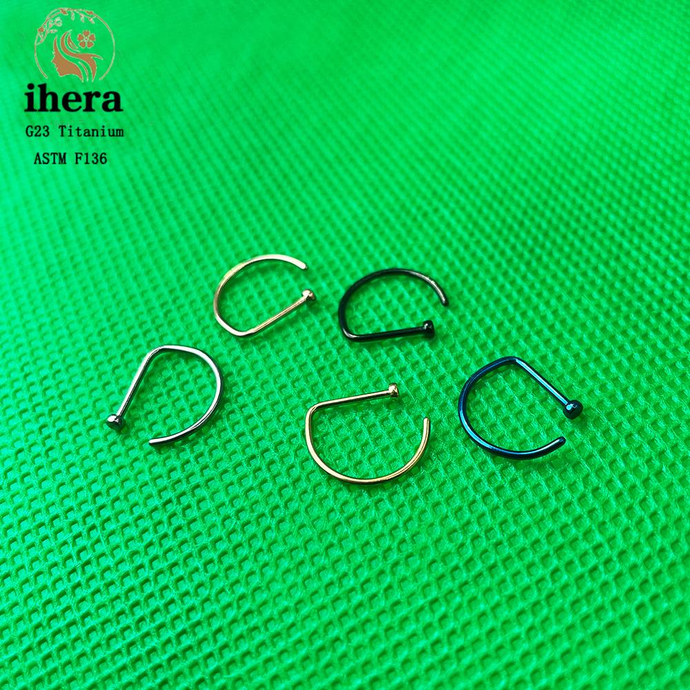 10PCS G23 Titanium D Shape Fake Nose Piercing ASTM F136 20G Nose Ring Hoop Septum Rings Sexy Women Body Jewelry Nariz Stud