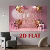 2D Flat Print Rose Gold 18th Birthday Tapestry Backdrop for Milestone Party