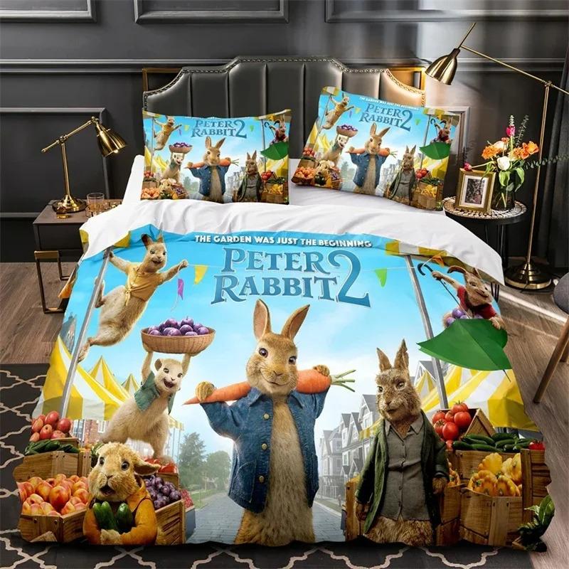 3D Print Peter the Rabbit  Bedding Set,Duvet Cover Comforter Bed Set Quilt Cover Pillowcase,King Queen Twin Size Boys Girls