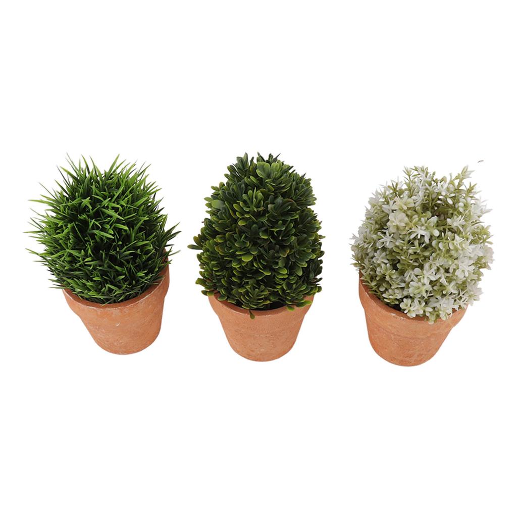 3PCS Artificial Potted Plants Set Plastic Indoor Small Fake Greenery Potted Plants for Home