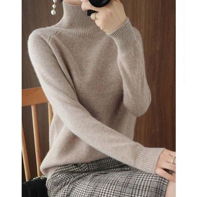 Damen Weicher Warmer Rollkragenpullover Einfarbig Pullover Lässig Verdickt Locker Gestrickt Unterzieh-Top Herbst und Winter