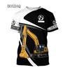 Excavator Operator Worker Clothes Men Casual T-shirts Short Sleeve 3d Print Street Tops 6XL Plus Size Man Construction site Tees