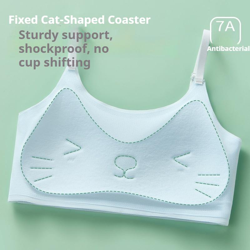 Seamless Soft Training Vest for Growing Puberty GirlsThin Adjustable Shoulder Straps Comfort Developmental Underwear for Kids 10-16 Years Old