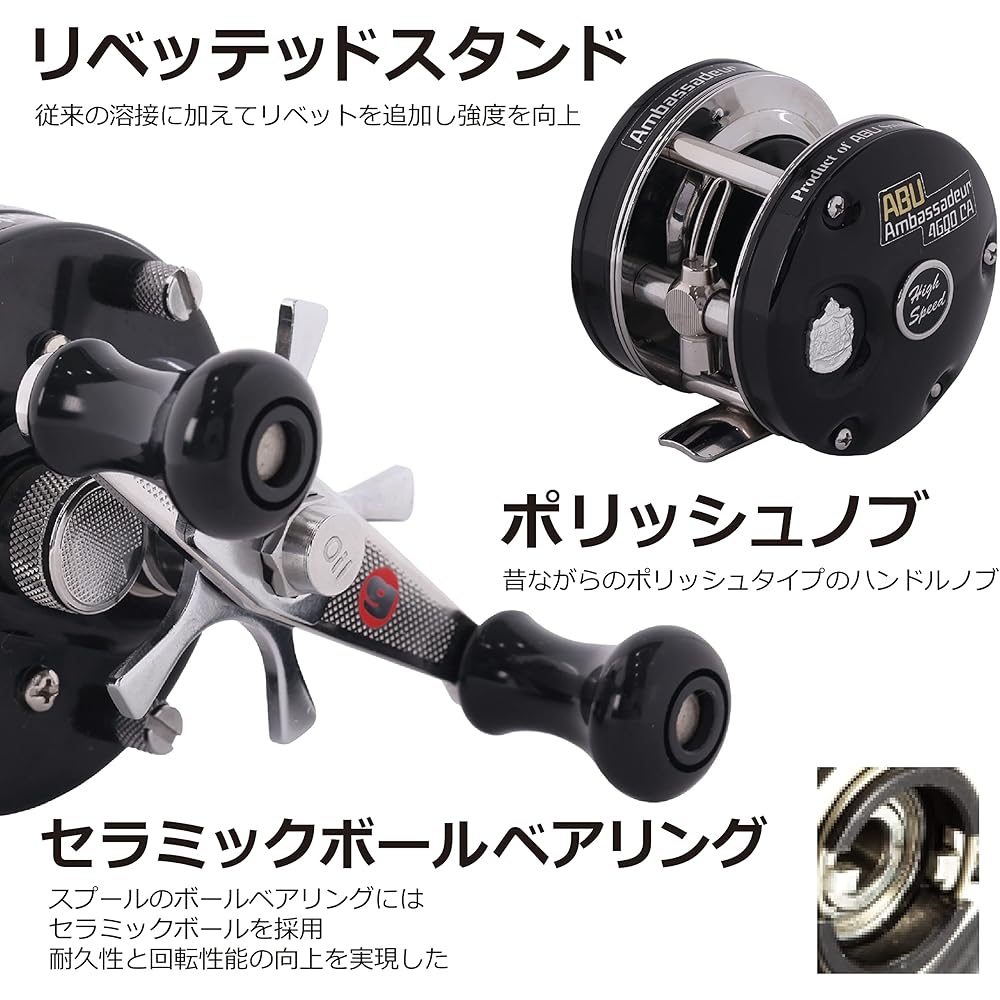 AbuGarcia Ambassadeur 4600CA Factory Tuned Black Right Hand Double Handle Fishing Reel