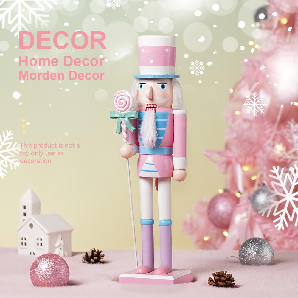 38CM Macaron Colored Candy Walnut Soldier Solid Wood Decoration Ornament Gift Handicraft Christmas Ornament Walnut Clip 1PCS