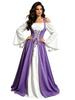Damen Mittelalter Renaissance Kleid Schulterfrei Glockenärmel Schnürkorsett Vintage Halloween Cosplay Langes Maxikleid