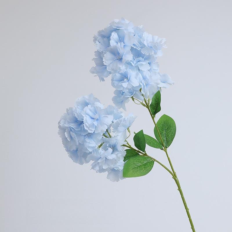 2 Forks Artificial Hydrangeas Flower With Stems DIY For Wedding Party Home Decor Outdoor Bouquet Flowers White Blue Plants Decor