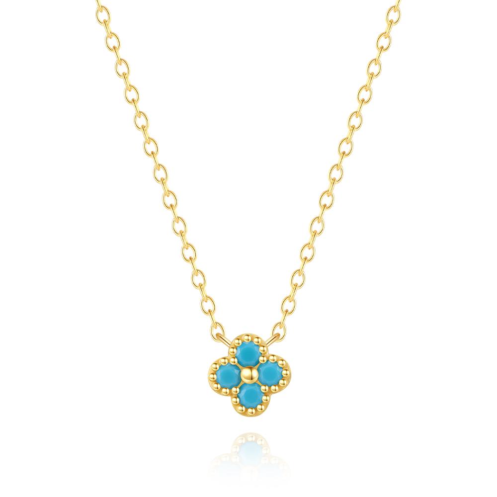 Aide Plata Real 925 Sterling Silver Lucky Lady Necklace European And American Four-leaf Clover Chain Necklace Turquoise Necklace