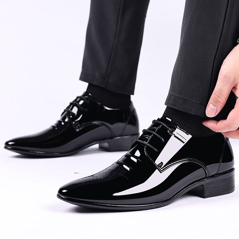 Patent Leather Black Lace Up Pointed Toe Men'S Formal Shoes Style Low Price Office Luxury Designer 39 Suit Social Shoe Male