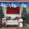 Xmas Bunting Flag Outdoor Hanging Fan Flag Half Round Xmas Decorative Flag for Door Home Decor