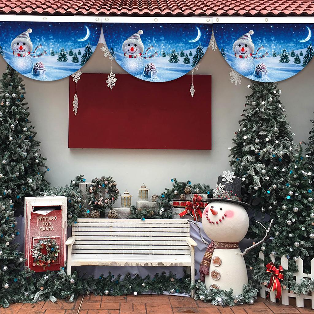 Xmas Bunting Flag Outdoor Hanging Fan Flag Half Round Xmas Decorative Flag for Door Home Decor