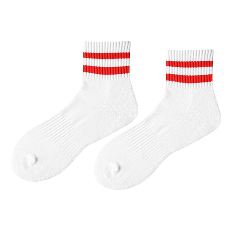 Men's Mid-Calf Striped Academy Style Cotton Socks for Autumn/Winter Sports