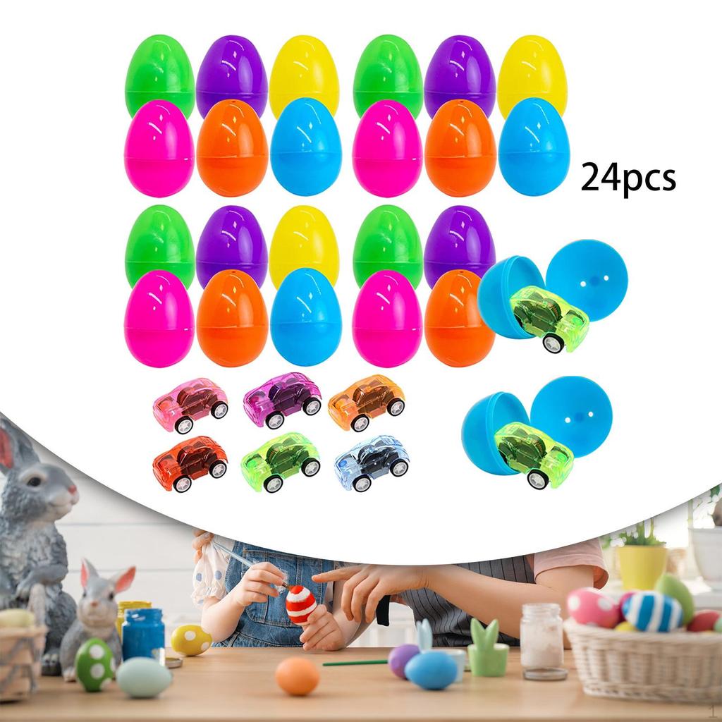Easter Eggs Filled with Removable Toy Cars, Pre-Filled Eggs, for Theme Party