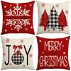 1/4Pcs Christmas Pillow Covers Christmas Tree Joy Snow Merry Christmas Cushion Cover Winter Holiday Decor For Party Accessories
