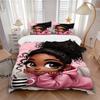Pink Hoodie Coffee Vibes Print 3Pcs Bedding Setduvet Cover With 2 Bedropillowcase Home Birthday Gift