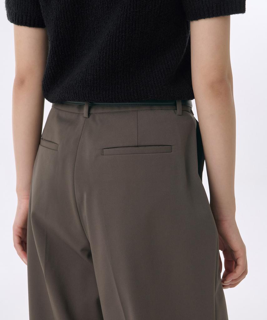 MUSINSA STANDARD WOMAN Women'S Heavyweight Brushed Deep Tuck Wide Slacks [Khaki Brown]