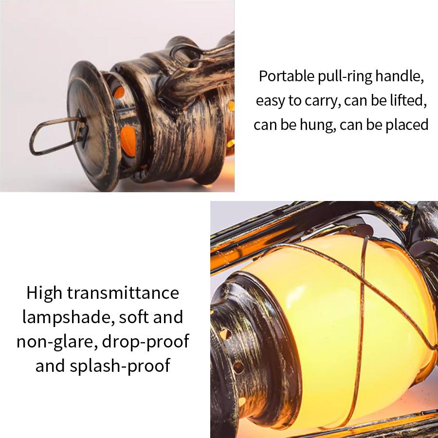 Retro Portable LED Horse Lantern Lamp Rechargeable Hanging Camping Lights 3 Lighting Modes Camping Lamp Waterproof Tent Light