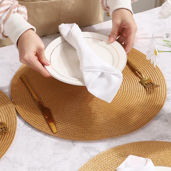 Runde, gewebte PP-Tischsets, hitze- und ölbeständig, schlichte, einfarbige Tischsets für Esszimmer- und Küchentische, moderne Wohndekoration