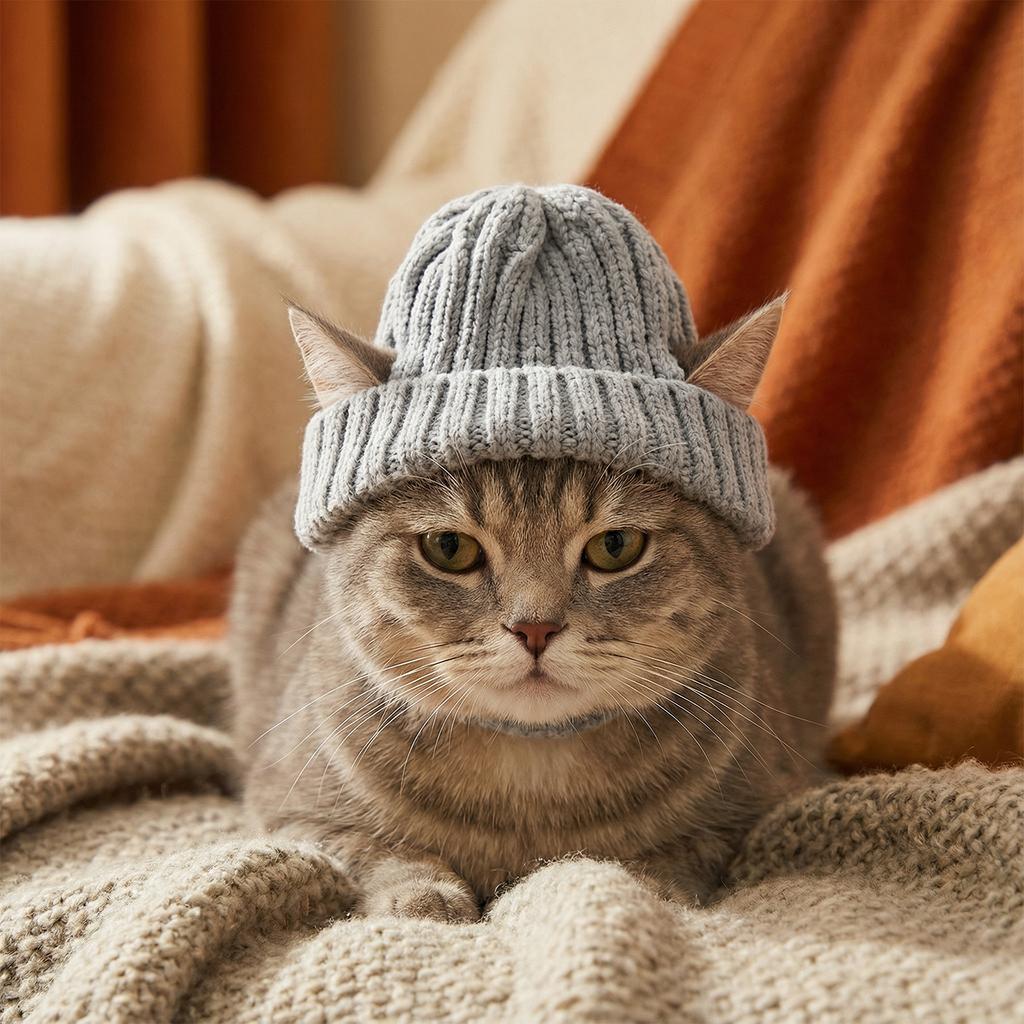 Soft Knit Dog Beanie with Ear Holes Knitted Pet Hat Elastic Winter Warmer Dog Hat for Dogs & Cat for Small Medium Dogs