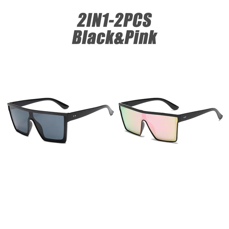 2025 New Fashion High Quality Square Glasses Frame Big Frame Retro Cyberpunk Color Film Sunglasses for Men and Women