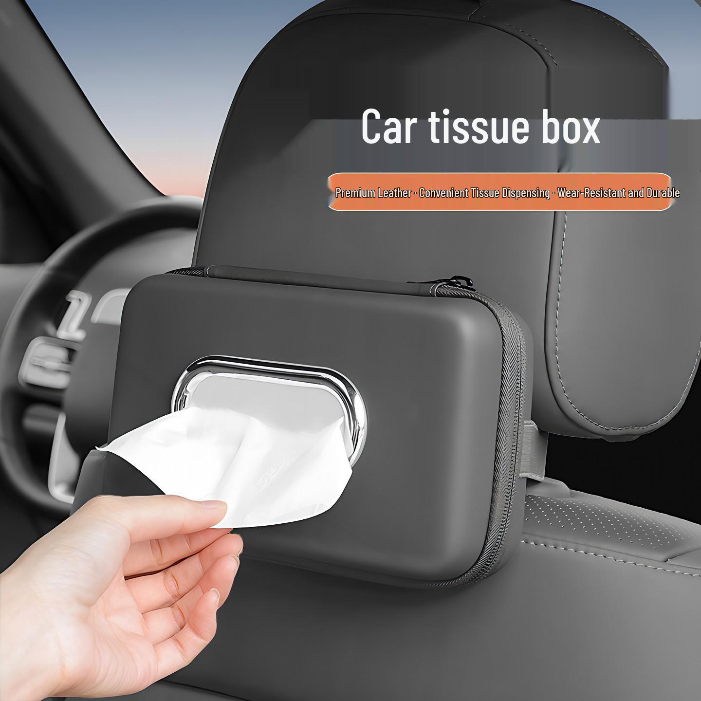Car-Mounted Armrest Tissue Box - Hanging Design for High-End Car Interiors Fixed Tissue Box [Noble Black - 1 Piece]