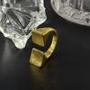 KunJoe Hip Hop Gold Color Square Opening Ring Men Vintage Punk Plain Minimalist Geometric Chunky Finger Rings Jewelry Male Gift