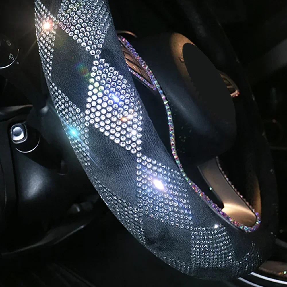 New Car Steering Wheel Cover Fashion Full Drill Four Seasons Hot Press Drill Non-slip No Inner Ring Handlebar Cover Universal