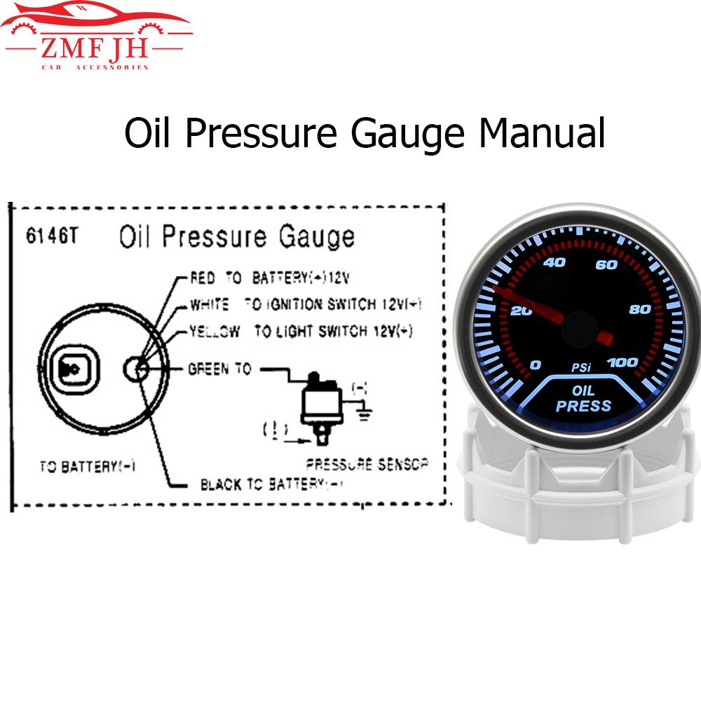 2"52mm Oil Pressure Gauge With Sensor 1/8 NPT Smoke Lens 0-100 PSI Oil Press Gauge Auto Car Meter for Gasoline Racing Car 12V
