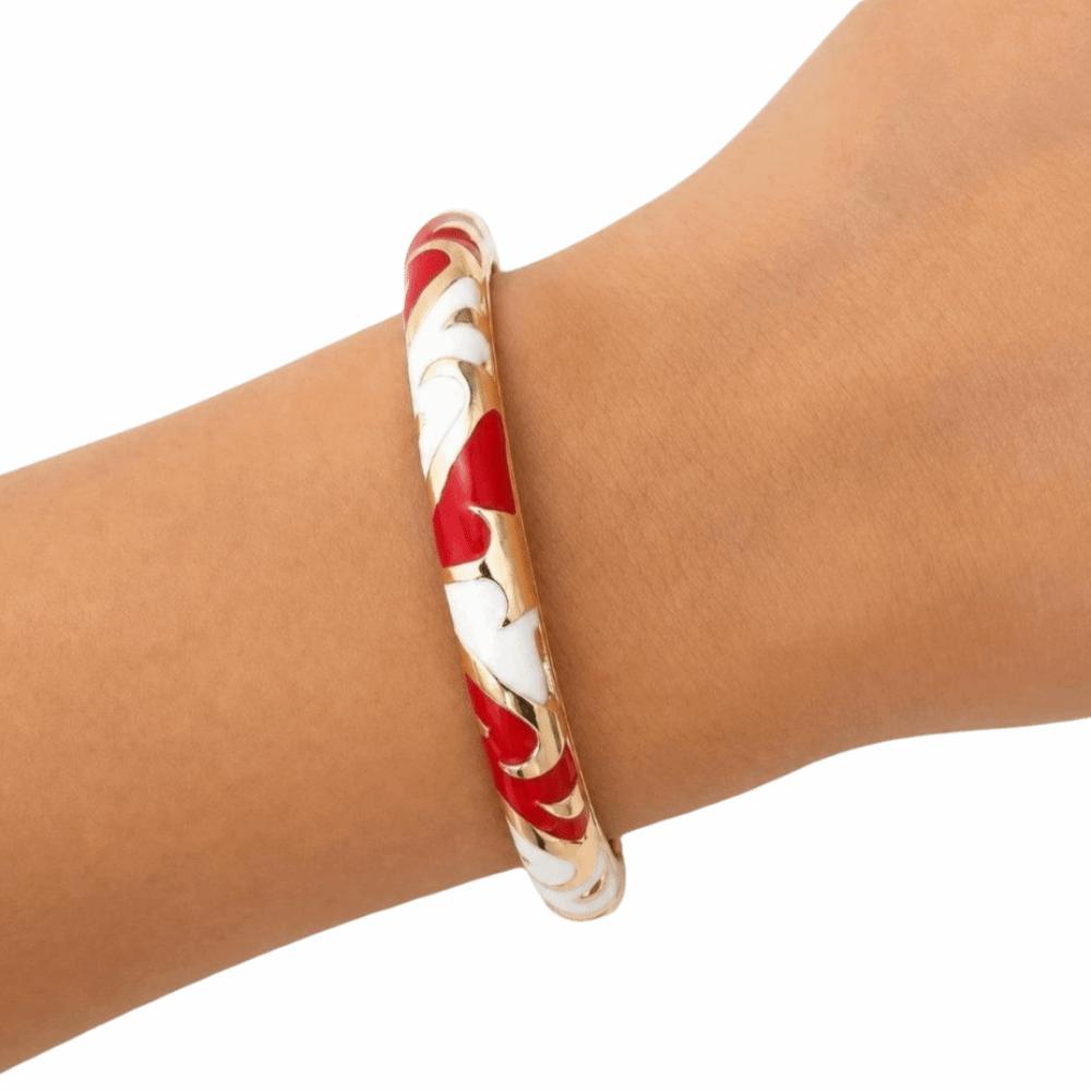 Enamel Vintage Cloisonne Bangle Classic Women's Hand Bracelet Dainty Flower Crystal Bangle Women