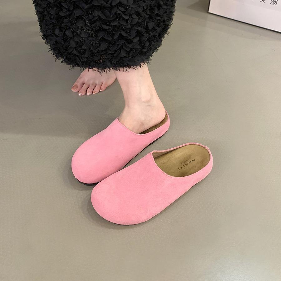 Niche Retro Platform Bag Head Half Slippers Women's Shoes Wear 2025 New Autumn One-pedal Shoes