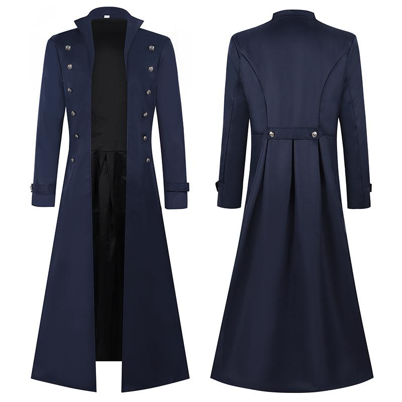 Medieval Gothic Double-Breasted Vintage Coat Stage Cosplay Costume