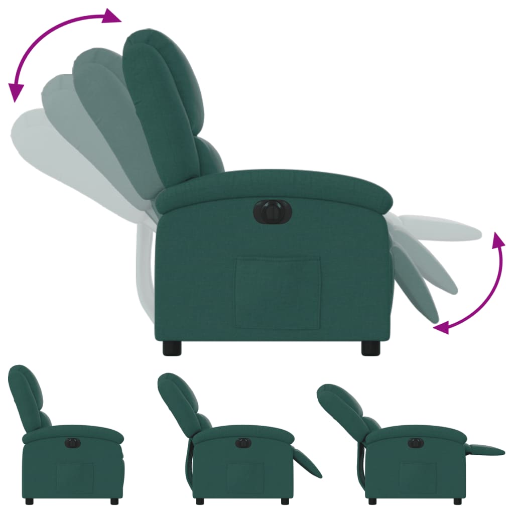 Vidaxl Electric Recliner, Dark Green, Fabric Upholstered