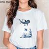 New Women Shark T Shirt Watercolor Shark Shirts,Manta Ray, Marine Creatures, Whale Print Tshirt,Summer Beach Vacation Tshirt Top