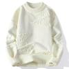 Men's Crew Neck Knit Sweater Textured Pattern Loose Casual Long Sleeve Top