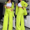 Spring Autumn Suit for Women Women's Two Piece Business Outfit Casual Blazer Jacket And Plus Size Wide Leg Dressy Pants Set Formal Office Work