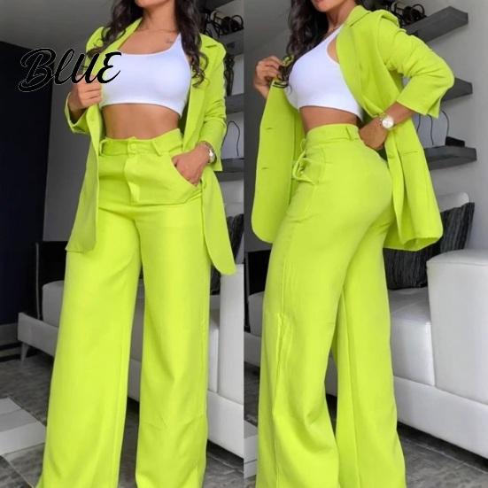 Spring Autumn Suit for Women Women's Two Piece Business Outfit Casual Blazer Jacket And Plus Size Wide Leg Dressy Pants Set Formal Office Work