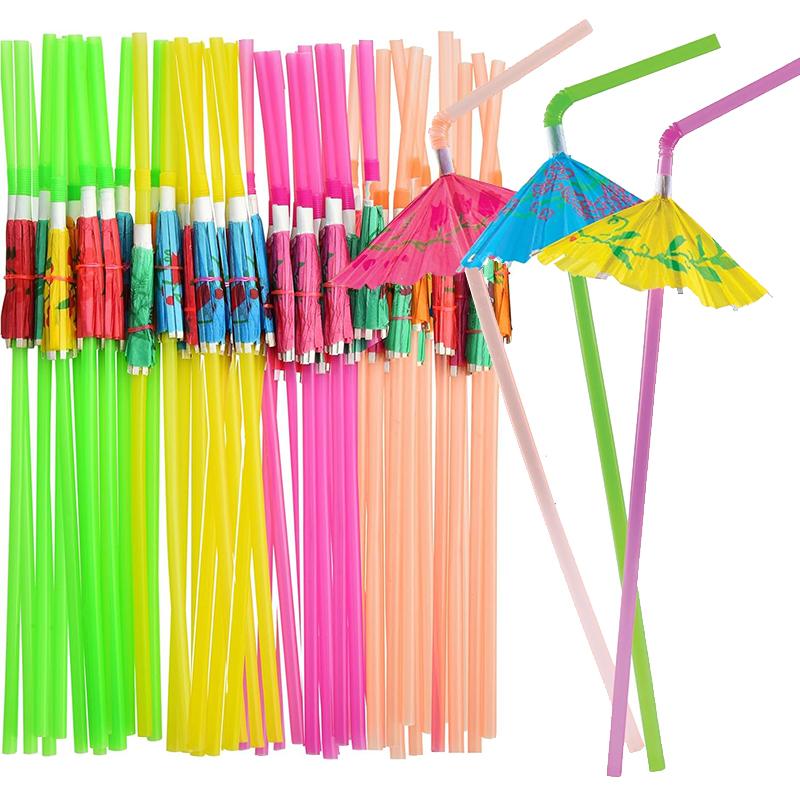 30/60PCS Umbrella Drink Straws Disposable Straw Party Juice Cocktail Birthday Summer Beach Party Decoration Supplies TMZ