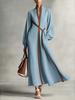2026 New European and American Stand-up Collar Long-sleeved Casual Contrasting Color Loose Split Dress