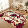 Floral Garden Theme Crystal Velvet Floor Rug Personalized Custom Name Text Warm Carpet Home Decoration