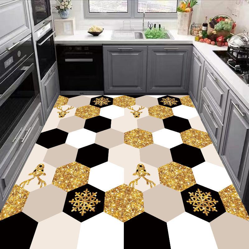 Carpet for Kitchen Pvc Floor Mat Large Size Waterproof Non-slip Carpets Leather Anti-oil Foot Mats Retro Home Decoration Rug