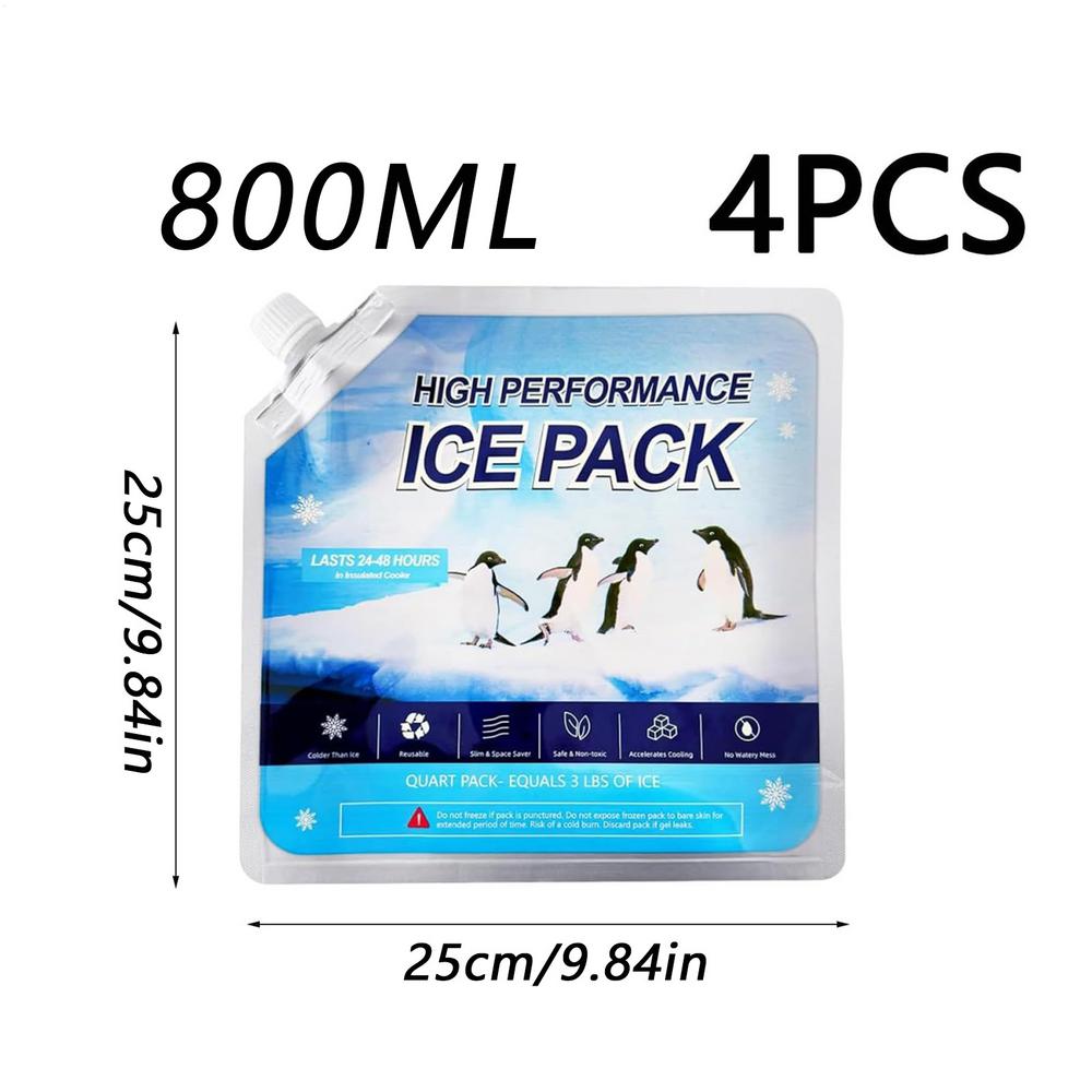 Cooler Ice Packs 4 Pieces Beach Cool Packs Foldable Reusable Long-Lasting Portable Cooling Accessories For Picnic Camping