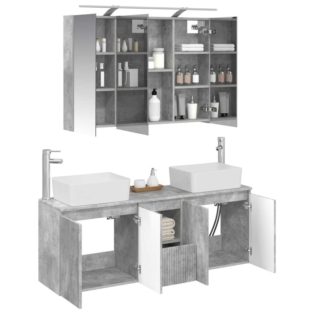 Bathroom Cabinet Set 4 Pcs Concrete Grey Particleboard