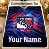 Flannel BlanketNew York Rangers Custom Name Text Personalized Soft Warm Throw Blanket Home Decor Gift