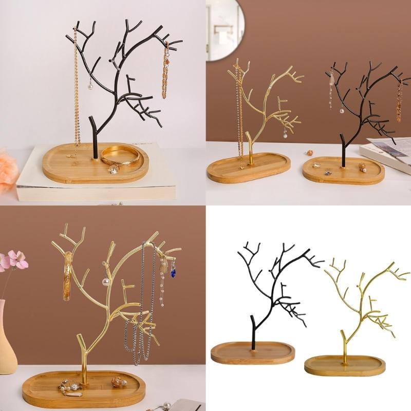 Metallhalsbandshållare Bekväm Halsbandsställ Trädform Stilfull Smyckeshållare Halsbandsorganisatörer för Smycken
