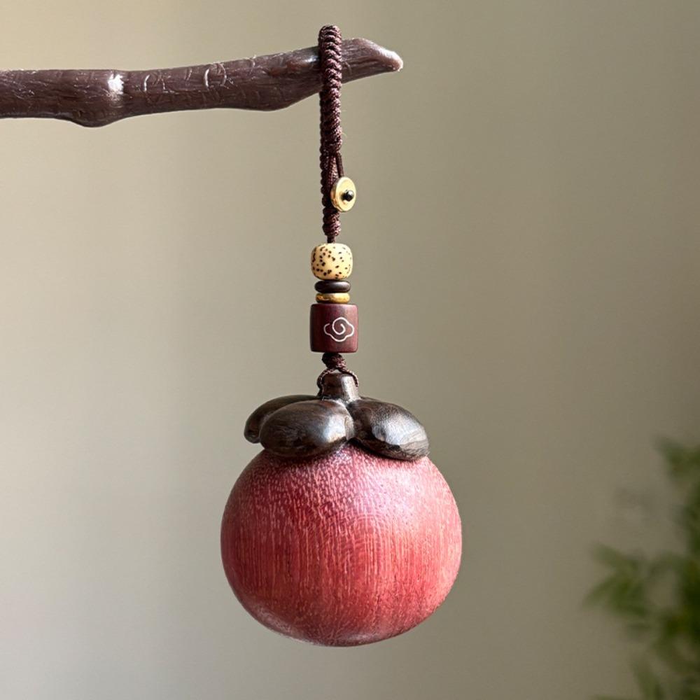 Strawberry Wooden Pendant Phone Chain Mangosteen Car Keyring Cute Sandalwood Keychain  Men