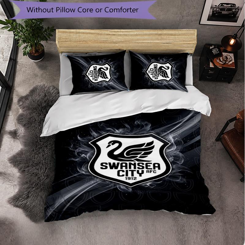 Biancheria da letto a tema Swansea City Set 3 Pezzi Copripiumino Biancheria da letto Decorativa Per Stanza Adolescenti Decorazione Casa