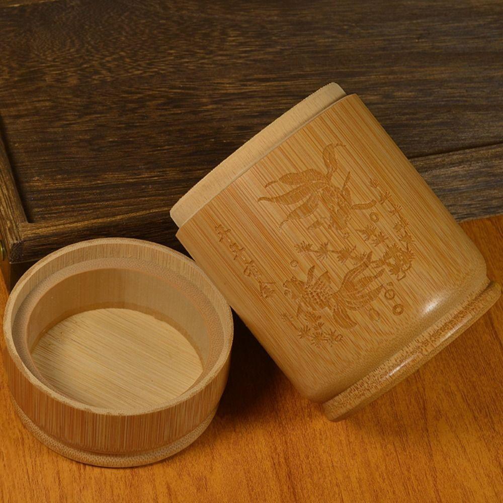 Natürliche geschnitzte Bambus-Teelagerbox Versiegelter Deckel Feuchtigkeitsgeschütztes Teelagerglas Handgefertigt Staubdicht Gewürzglas Teeraum