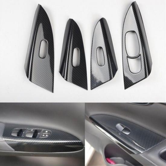 Carbon Fiber Window Lift Panel Switch Cover Trim For Nissan Sentra 2013-2019