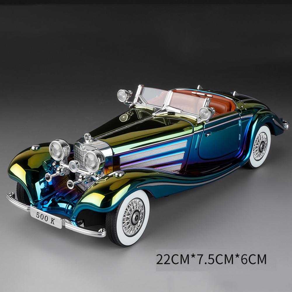 1:24 Scale 300SL 500K Car Toy Model Sound Light Doors Opened Classic Cars Alloy Diecast Shock Absorption Models Kids Presents