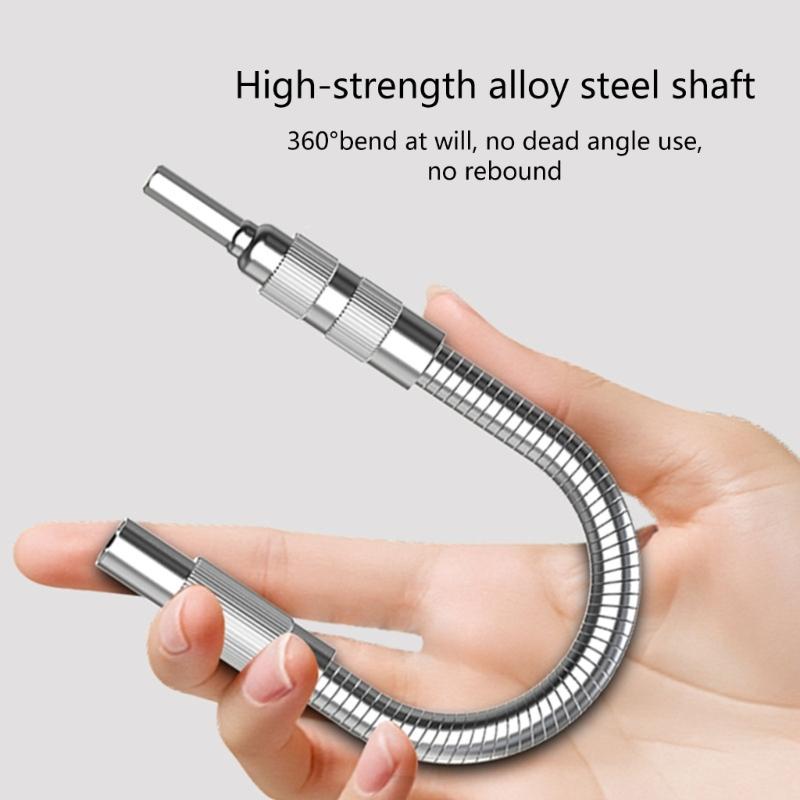 3Pcs 15/20/30cm Flexible 1/4" Hex Shank Drill Bit Holders Magnetic Drill Extension Shaft for Power Tool in Tight Space